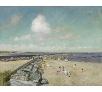 YIMACBJXX Famous Painting Colorful Art Print Art Painting Morning At Breakwater Shinnecock by William Merritt Abstract Picture Canvas for Home Decor 60x90cm