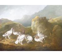 YIMACBJXX Famous Painting Colorful Art Print Art Painting Ptarmigan in a Mountainous Landscape with Sportsmen and Dogs Beyond by Famous Artist Abstract Picture Canvas for Home Decor 60x90cm