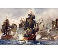 YIMACBJXX Famous Painting Colorful Art Print Art Painting Rodney's Formidable Breaking the Line by Charles Edward Abstract Picture Canvas for Home Decor 60x90cm