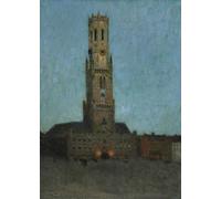 YIMACBJXX Famous Painting Colorful Art Print Art Painting the Belfry At Bruges Belgium by Henri Le Sidaner Abstract Picture Canvas for Home Decor 60x90cm