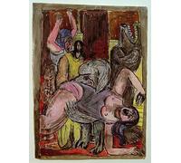 YIMACBJXX Famous Painting Colorful Art Print Art Painting the Dogs Get Bigger by Max Beckmann Abstract Picture Canvas for Home Decor 60x90cm