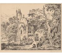 YIMACBJXX Famous Painting Colorful Art Print Art Painting the Monastery in the Forest by Carl Blechen Abstract Picture Canvas for Home Decor 60x90cm