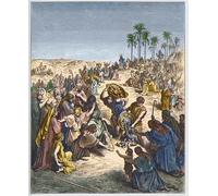 YIMACBJXX Famous Painting Colorful Art Print Art Painting the Multiplication of Bread Christ Feeding the Multitude Engraving in the Bible by Gustave Dore Abstract Picture Canvas for Home Decor 60x90cm
