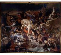 YIMACBJXX Famous Painting Colorful Art Print Art Painting View of the Battle of Taillebourg Won by Ferdinandeugene Delacroix Abstract Picture Canvas for Home Decor 60x90cm
