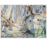 YIMACBJXX Famous Painting Colorful Art Print Art Painting White Ships by John Singer Sargent Abstract Picture Canvas for Home Decor 60x90cm