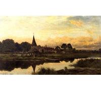 YIMACBJXX Famous Painting Modern Prints Decorative Paintings Amberley on the River Arun by Benjamin Williams Leader Poster Painting Art for Home Decor 60x90cm