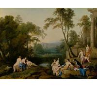 YIMACBJXX Famous Painting Modern Prints Decorative Paintings Diana and Her Nymphs in a Landscape by Laurent De La Hyre Poster Painting Art for Home Decor 60x90cm