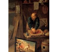 YIMACBJXX Famous Painting Modern Prints Decorative Paintings Painter Workshop with Model Posing and Color Grinder Detail by David Iii Ryckaert Poster Painting Art for Home Decor 60x90cm