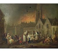 YIMACBJXX Famous Painting Modern Prints Decorative Paintings the Grand Place in Lille During the Siege by Francois Louis Watteau Poster Painting Art for Home Decor 60x90cm