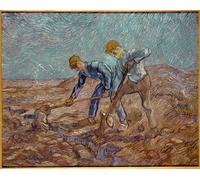 YIMACBJXX Famous Painting Modern Prints Decorative Paintings Two Peasants Digging After by Vincent Gogh Van Poster Painting Art for Home Decor 60x90cm