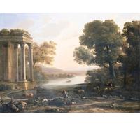 YIMACBJXX Famous Painting Pictures Paintings Artwork For Walls a Pastoral Landscape with Ruined Temple by Claude Lorrain Vintage Wall Art for Home Decor 60x90cm
