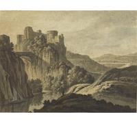 YIMACBJXX Famous Painting Pictures Paintings Artwork For Walls a River Landscape with a Castle on an Escarpment by Robert Adam Vintage Wall Art for Home Decor 60x90cm