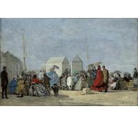 YIMACBJXX Famous Painting Pictures Paintings Artwork For Walls Beach Scene At Trouville Scene De Plage a Trouville by Eugene Louis Boudin Vintage Wall Art for Home Decor 60x90cm