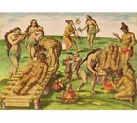 YIMACBJXX Famous Painting Pictures Paintings Artwork For Walls How the Indians Treat Their Sick by Jacques Le Moyne Vintage Wall Art for Home Decor 60x90cm