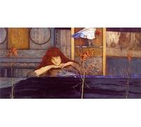YIMACBJXX Famous Painting Pictures Paintings Artwork For Walls I Lock My Door Upon Myself by Fernand Khnopff Vintage Wall Art for Home Decor 60x90cm