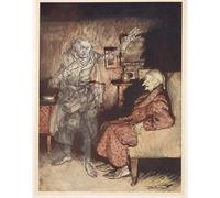 YIMACBJXX Famous Painting Pictures Paintings Artwork For Walls Illustration of Scrooge with the Ghost of Christmas Past by Arthur Rackham Vintage Wall Art for Home Decor 60x90cm