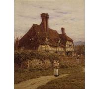 YIMACBJXX Famous Painting Pictures Paintings Artwork For Walls Old Surrey Cottage by Helen Allingham Vintage Wall Art for Home Decor 60x90cm