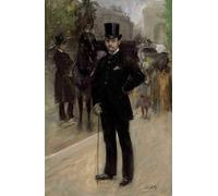 YIMACBJXX Famous Painting Pictures Paintings Artwork For Walls Portrait of a Gentleman on a Parisian Boulevard by Giuseppe De Nittis Vintage Wall Art for Home Decor 60x90cm
