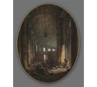 YIMACBJXX Famous Painting Pictures Paintings Artwork For Walls the Colonnade of St Peter's During the Conclave by Hubert Robert Vintage Wall Art for Home Decor 60x90cm