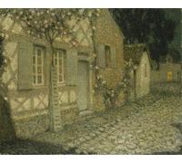 YIMACBJXX Famous Painting Pictures Paintings Artwork For Walls the Gardener's House in the Moonlight by Henri Eugene Augustin Le Sidaner Vintage Wall Art for Home Decor 60x90cm