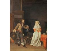 YIMACBJXX Famous Painting Pictures Paintings Artwork For Walls the Huntsman and the Lady by Gabriel Metsu Vintage Wall Art for Home Decor 60x90cm