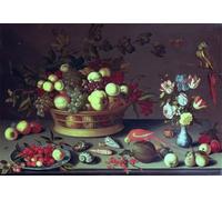 YIMACBJXX Famous Painting Poster Artworks Posters And Prints a Basket of Grapes and Other Fruit by Balthasar Van Der Ast Canvas Artwork Print for Home Decor 60x90cm