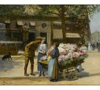 YIMACBJXX Famous Painting Poster Artworks Posters And Prints Flower Seller Avenue De L'opera By gabriel Gilbert Canvas Artwork Print for Home Decor 60x90cm