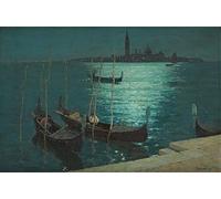 YIMACBJXX Famous Painting Poster Artworks Posters And Prints Moonlight Venice by Terrick Williams Canvas Artwork Print for Home Decor 60x90cm