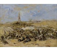 YIMACBJXX Famous Painting Poster Artworks Posters And Prints Pardon of Ste Anne La Palud by Eugene Louis Boudin Canvas Artwork Print for Home Decor 60x90cm
