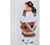 YIMACBJXX Famous Painting Poster Artworks Posters And Prints Peasant Woman Picture for the Vaudeville Old Moscow At the Théâtre Femina in Paris by Leon Bakst for Home Decor 60x90cm