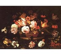 YIMACBJXX Famous Painting Poster Artworks Posters And Prints Roses Tulips in a Basket by Balthasar Van Der Ast Canvas Artwork Print for Home Decor 60x90cm
