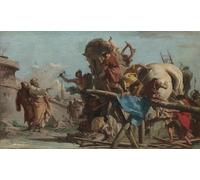 YIMACBJXX Famous Painting Poster Artworks Posters And Prints the Building of the Trojan Horse by Domenico Tiepolo Canvas Artwork Print for Home Decor 60x90cm