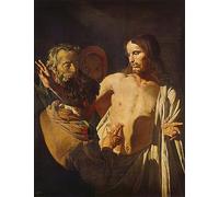 YIMACBJXX Famous Painting Poster Artworks Posters And Prints the Incredulity of Saint by Gerrit Van Honthorst Canvas Artwork Print for Home Decor 60x90cm