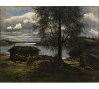 YIMACBJXX Famous Painting Poster Artworks Posters And Prints View From Lake in the Parish of Kuru by Fredrik Ahlstedt Canvas Artwork Print for Home Decor 60x90cm