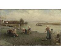 YIMACBJXX Famous Painting Poster Artworks Posters And Prints Weeding the Pavement by George Henry Boughton Canvas Artwork Print for Home Decor 60x90cm