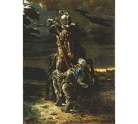 YIMACBJXX Famous Painting Wall Art Decor Canvas Picture Wall and in the First Career They Ran the Elfin Knight Fell Horse and Man by Daniel Maclise Graffiti Art Pictures for Home Decor 60x90cm
