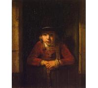 YIMACBJXX Famous Painting Wall Art Decor Canvas Picture Wall Boy Looking Through the Window by Samuel Van Hoogstraten Graffiti Art Pictures for Home Decor 60x90cm