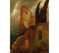 YIMACBJXX Famous Painting Wall Art Decor Canvas Picture Wall Ruin by Arnold Böcklin Graffiti Art Pictures for Home Decor 60x90cm