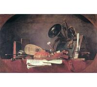 YIMACBJXX Famous Painting Wall Art Decor Canvas Picture Wall the Attributes of Music by Jean-baptiste-simeon Chardin Graffiti Art Pictures for Home Decor 60x90cm