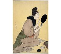 YIMACBJXX Famous Painting Wall Art Decor Canvas Picture Wall the Courtesan Karauta of Chojiya Reading a Book by Kitagawa Utamaro Graffiti Art Pictures for Home Decor 60x90cm