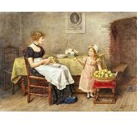 YIMACBJXX Famous Painting Wall Art Decor Canvas Picture Wall the Little Helpmate by George Goodwin Kilburne Graffiti Art Pictures for Home Decor 60x90cm