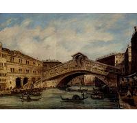 YIMACBJXX Famous Painting Wall Art Decor Canvas Picture Wall the Rialto Bridge Venice by Grubacs Graffiti Art Pictures for Home Decor 60x90cm