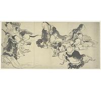 YIMACBJXX Famous Painting Wall Art Decor Canvas Picture Wall the Six Master Poets by Katsushika Hokusai Graffiti Art Pictures for Home Decor 60x90cm
