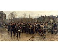 YIMACBJXX Famous Painting Wall Art Decor Canvas Picture Wall Transport of Colonial Soldiers by Isaac Israels Graffiti Art Pictures for Home Decor 60x90cm