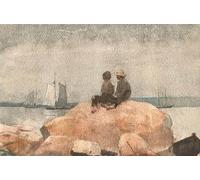 YIMACBJXX Famous Painting Wall Art Decor Canvas Picture Wall Two Boys Watching Schooners by Winslow Homer Graffiti Art Pictures for Home Decor 60x90cm
