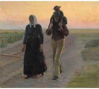 YIMACBJXX Famous Painting Wall Art Decor Canvas Picture Wall View Harvest Workers on Their Way Home in the Sunset by Anna Ancher Graffiti Art Pictures for Home Decor 60x90cm