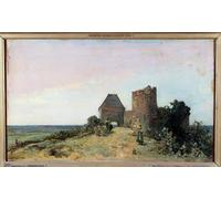 YIMACBJXX Famous Painting Wall Art Decor Canvas Picture Wall View of the Ruins of the Castle of Rosemont in the Nievre Painting by Johan Barthold Jongkind Graffiti Art Pictures for Home Decor 60x90cm