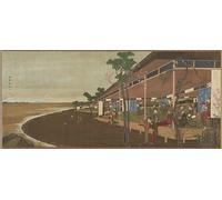 YIMACBJXX Famous Pictures Paintings Artwork For Walls an Amusement Resort At the Seashore by Katsushika Hokusai Vintage Wall Art for Home Decor 60x90cm