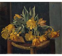YIMACBJXX Famous Pictures Paintings Artwork For Walls Double Yellow Tulips on a Wicker Chair by Felix Edouard Vallotton Vintage Wall Art for Home Decor 60x90cm