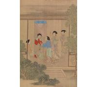 YIMACBJXX Famous Pictures Paintings Artwork For Walls Five Figures on Porch by Qiu Ying Vintage Wall Art for Home Decor 60x90cm